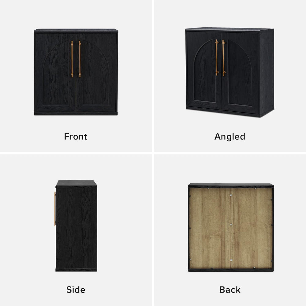 mopio Blake Storage Cabinet, Pantry, Sideboard (Black Oak, Single, Arched)