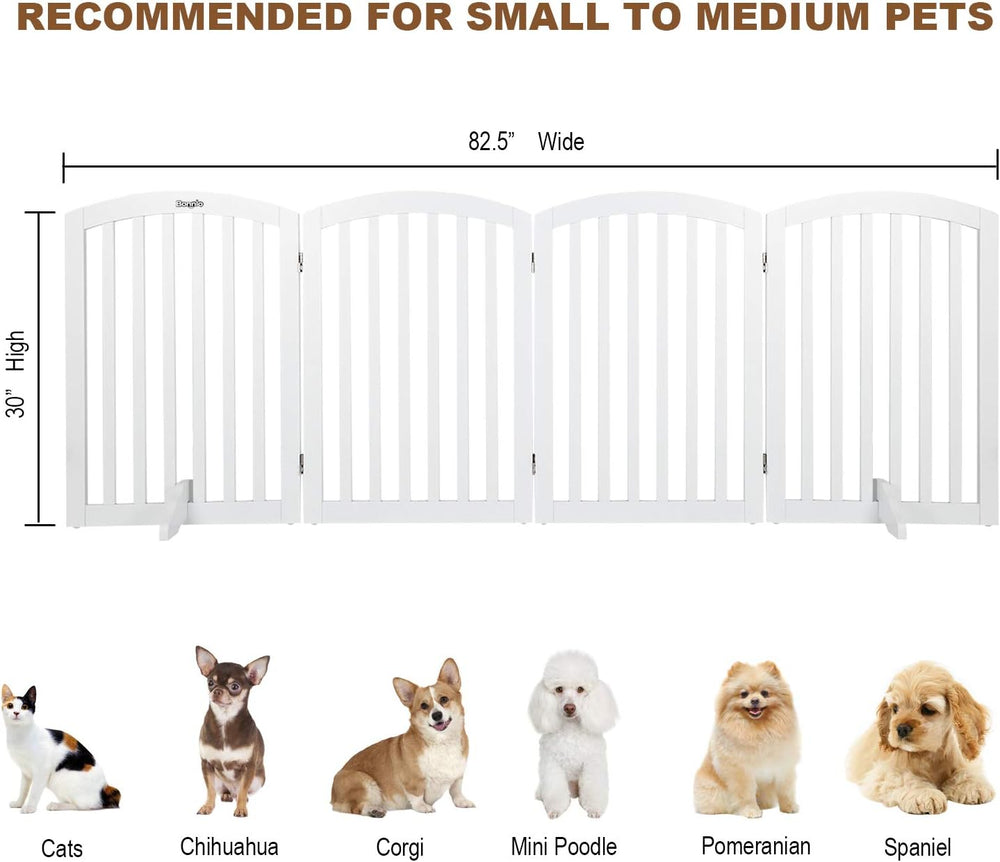 Bonnlo 30” Tall Free Standing Dog Gate for Doorways, 4 Panel Folding Pet Gate...
