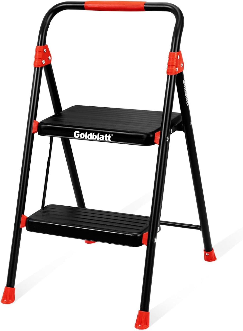Goldblatt 2-Step Folding Step Stool Heavy Duty Steel Ladder, Auto-Lock Safety...