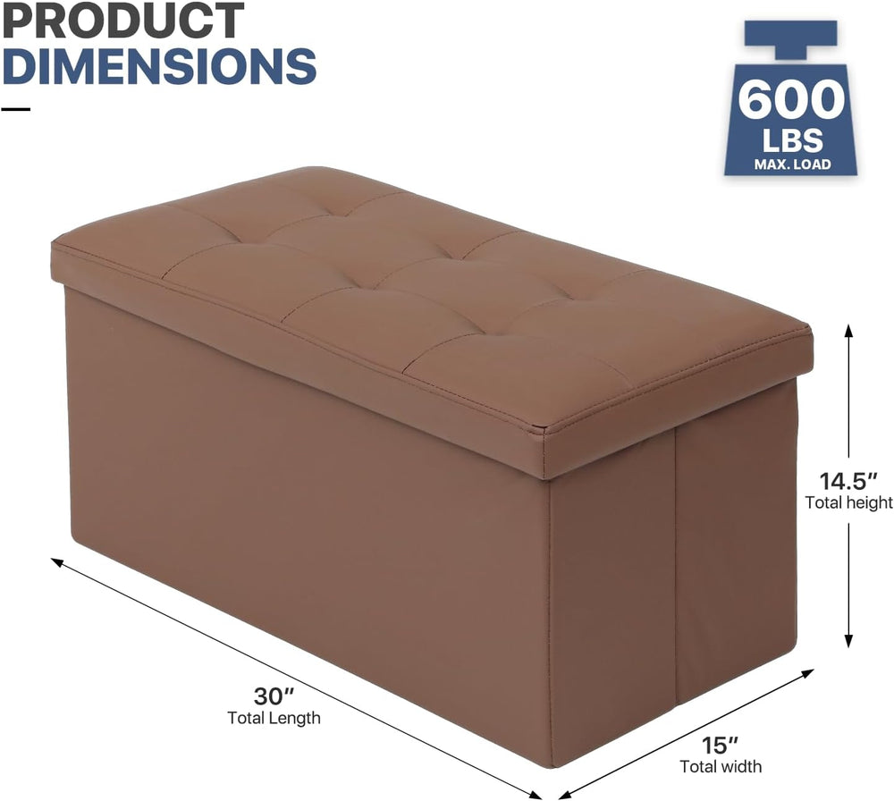 MoNiBloom 30 Inch Storage Ottoman Bench, 24 Gal. Folding Ottoman Footrest, En...