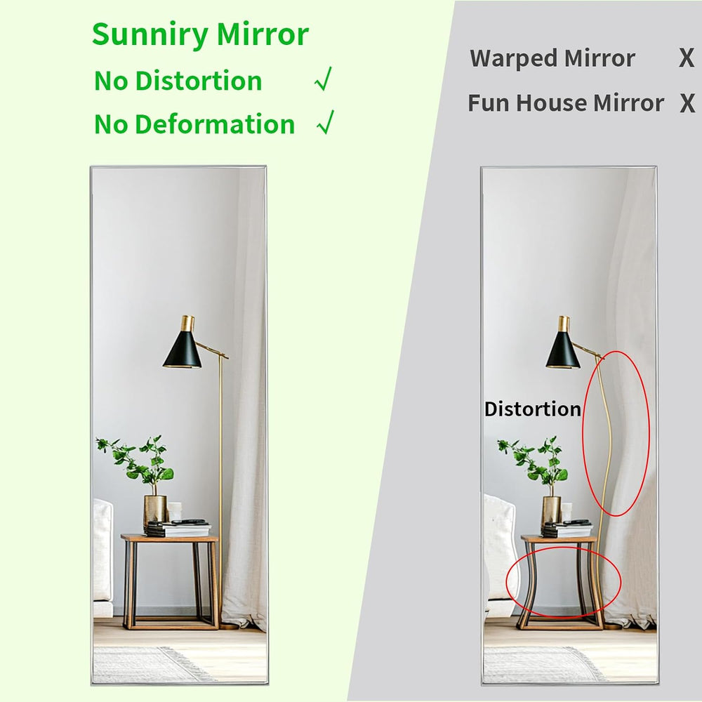 Sunniry Full Body Mirror 56x16 inch, Silver Floor Length Mirror,Metal Frame