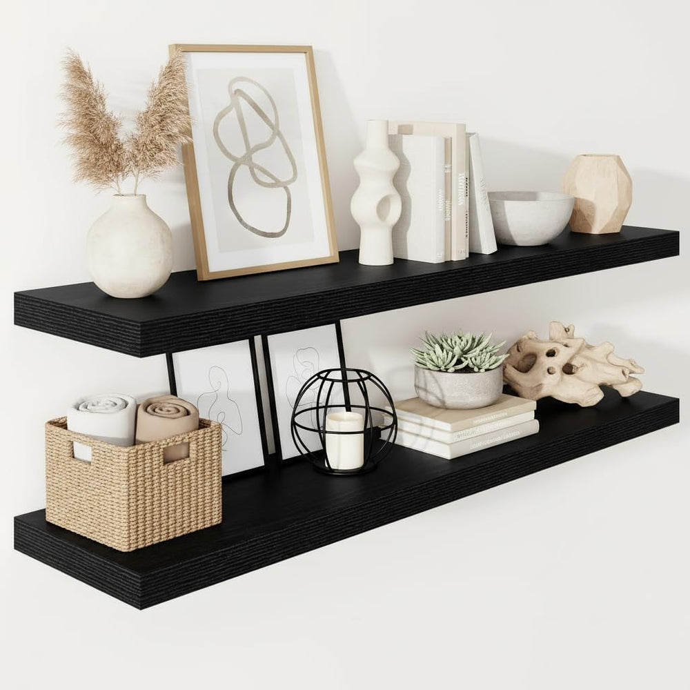 Vivelove Deep Floating Shelves 48x12” Set of 2, Black