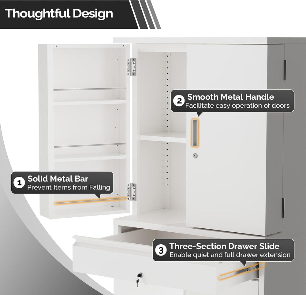 VINGLI Metal Storage Cabinet with 4 Doors & 1 Drawer, 71'' Steel ...