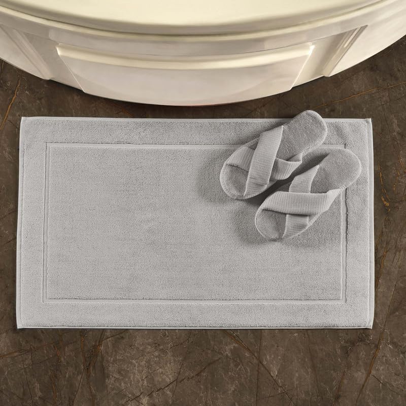 Hawmam Linen Ice Silver Bath Mats, 21 x 34 inches, Pack of 2-100% Ring Spun C...