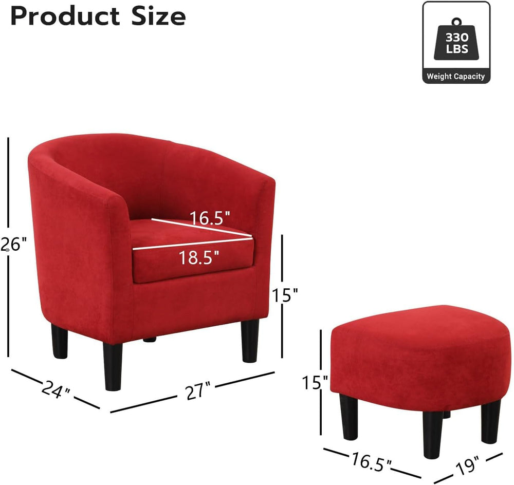 INZOY Modern Accent Chair with Ottoman for Small Space, Club Chair with Ottom...