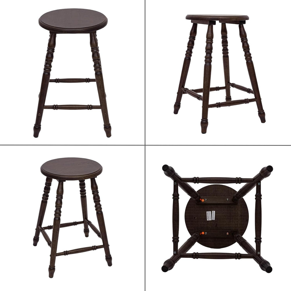 chairus 24" Backless Round Counter Height Bar Stools Set of 2, Dark Brown