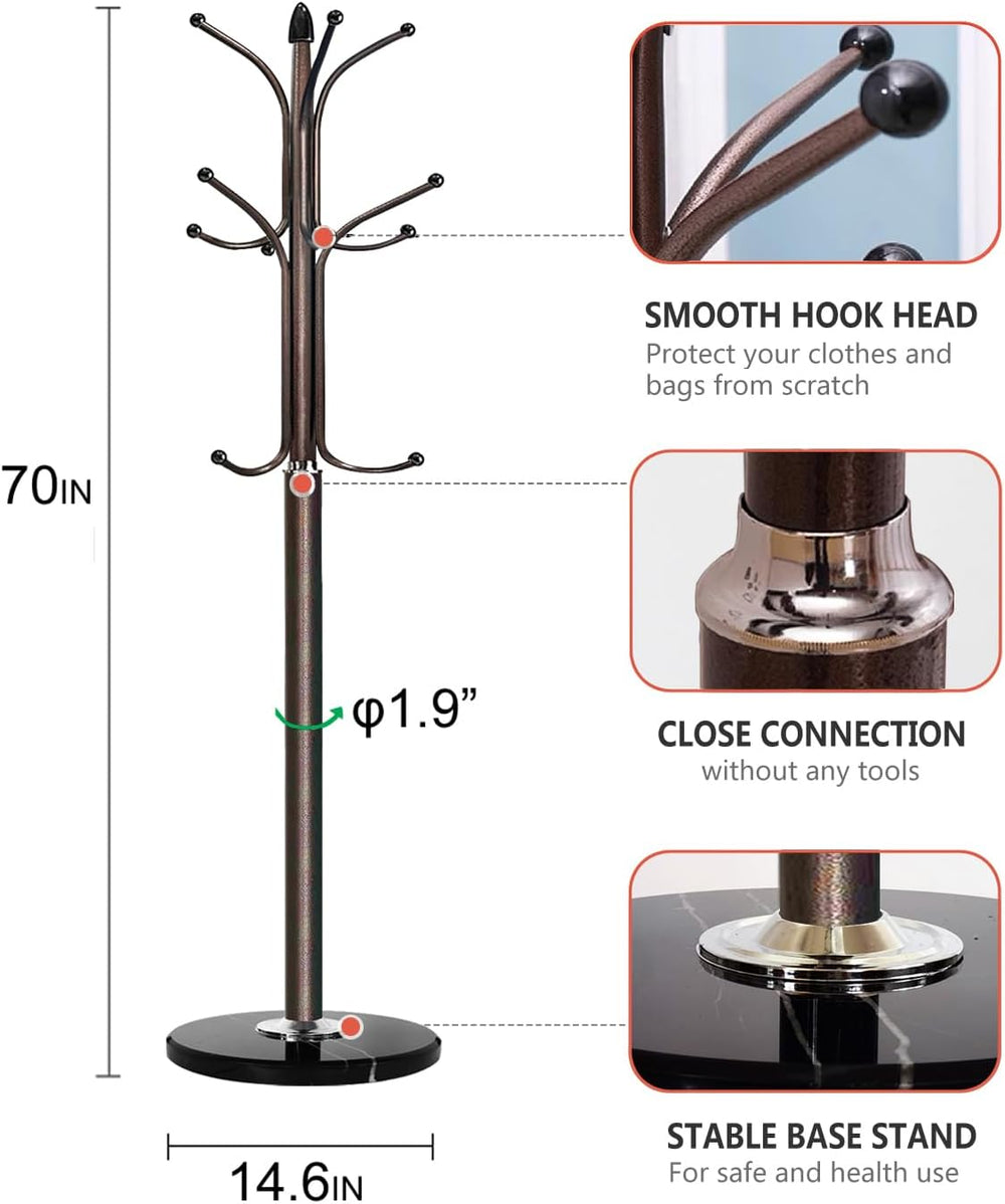 Kertnic Freestanding Coat Rack Stand, Heavy Duty Metal Hall Tree with 12 Hook...