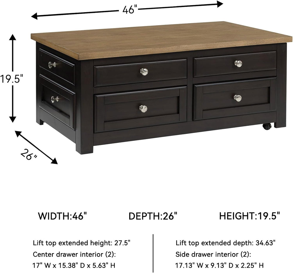 Signature Design by Ashley Drazmine Casual Lift-Top Coffee Table with 4 Drawe...