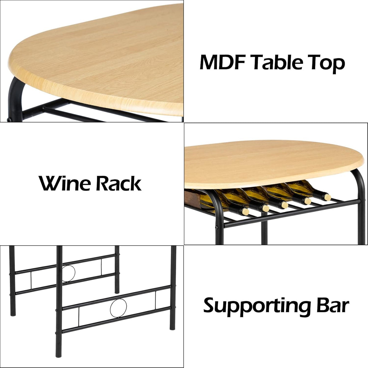 vingli 3 piece dining set,small kitchen table set showing dimensions