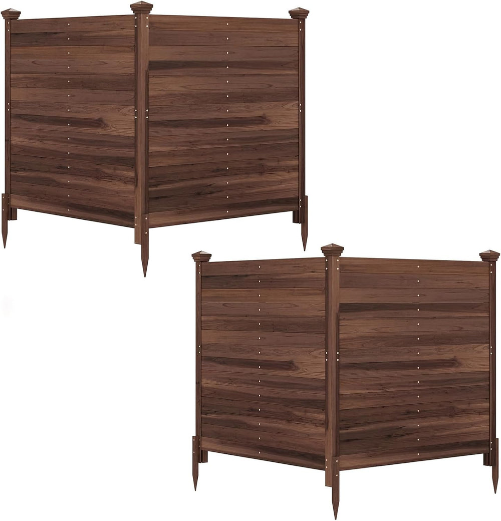 Giantex 4 Panels Wooden Privacy Fence with Stakes, 47" W x 45.5" H,...