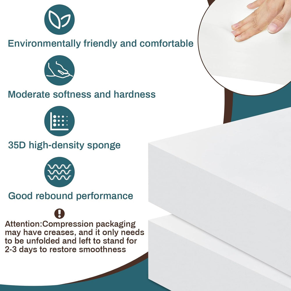 Frienda 2 Pack 6" x 26" x 26" Upholstery High Density Foam Squ...