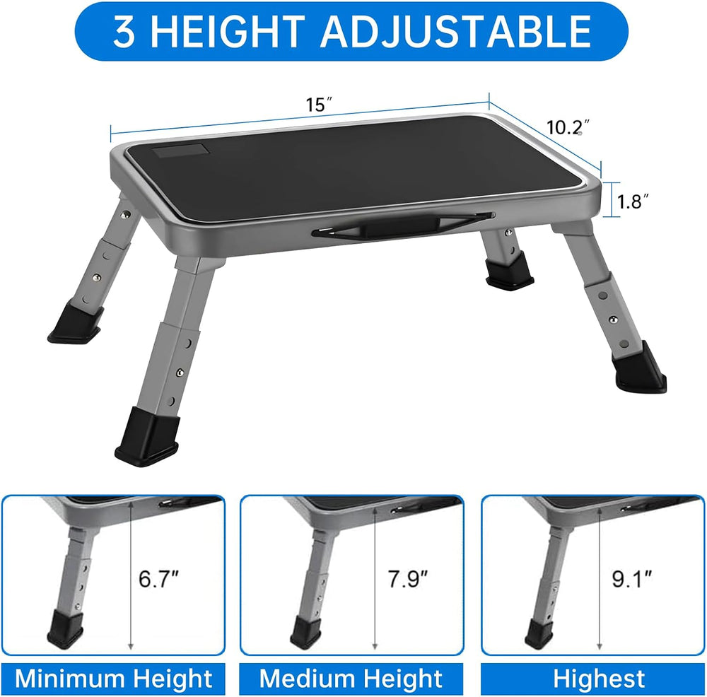 RV Step Stool Foldable 1-Step Ladder Sturdy Metal Stable Step Stool with a No...