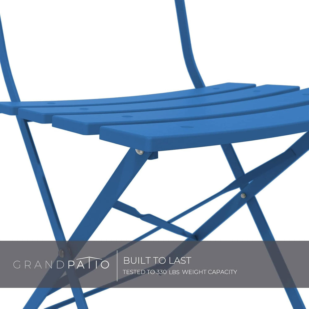 Grand Patio 3 Piece Folding Patio Bistro Set for Outdoor, Peacock Blue