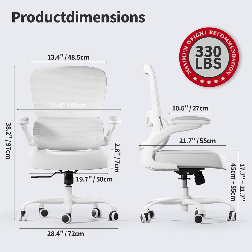 TRALT Office Chair - Ergonomic Desk Chair with Adjustable Lumbar Support, Mes...