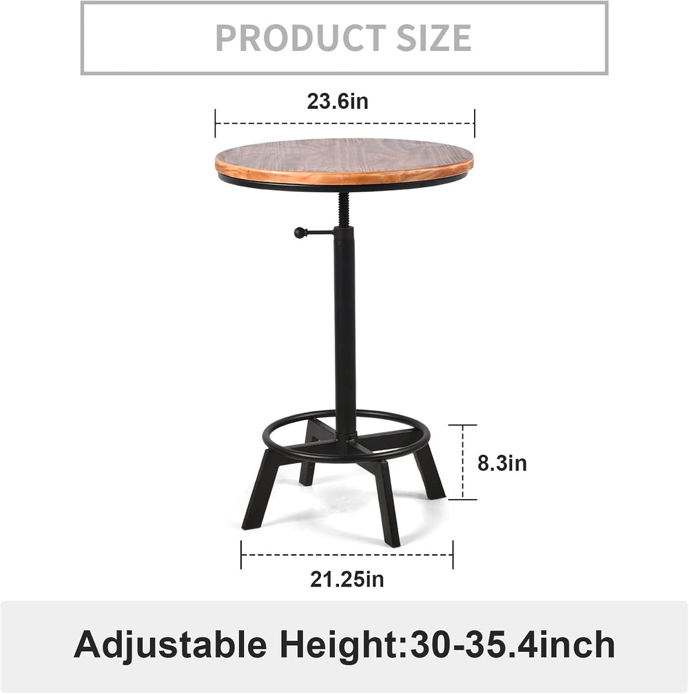 Vintage Bar Table 30-35.4inch Height Adjustable Industrial Bistro Table Retro...