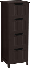 Yaheetech Bathroom Storage Cabinet, 12" W Slim 4-Drawer Design, Espresso