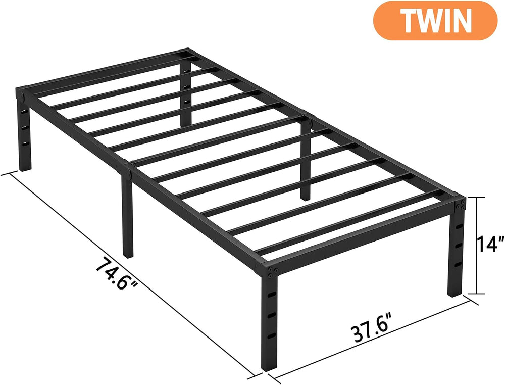 Hafenpo 14 Inch Twin Bed Frame, Under Bed Storage, Black