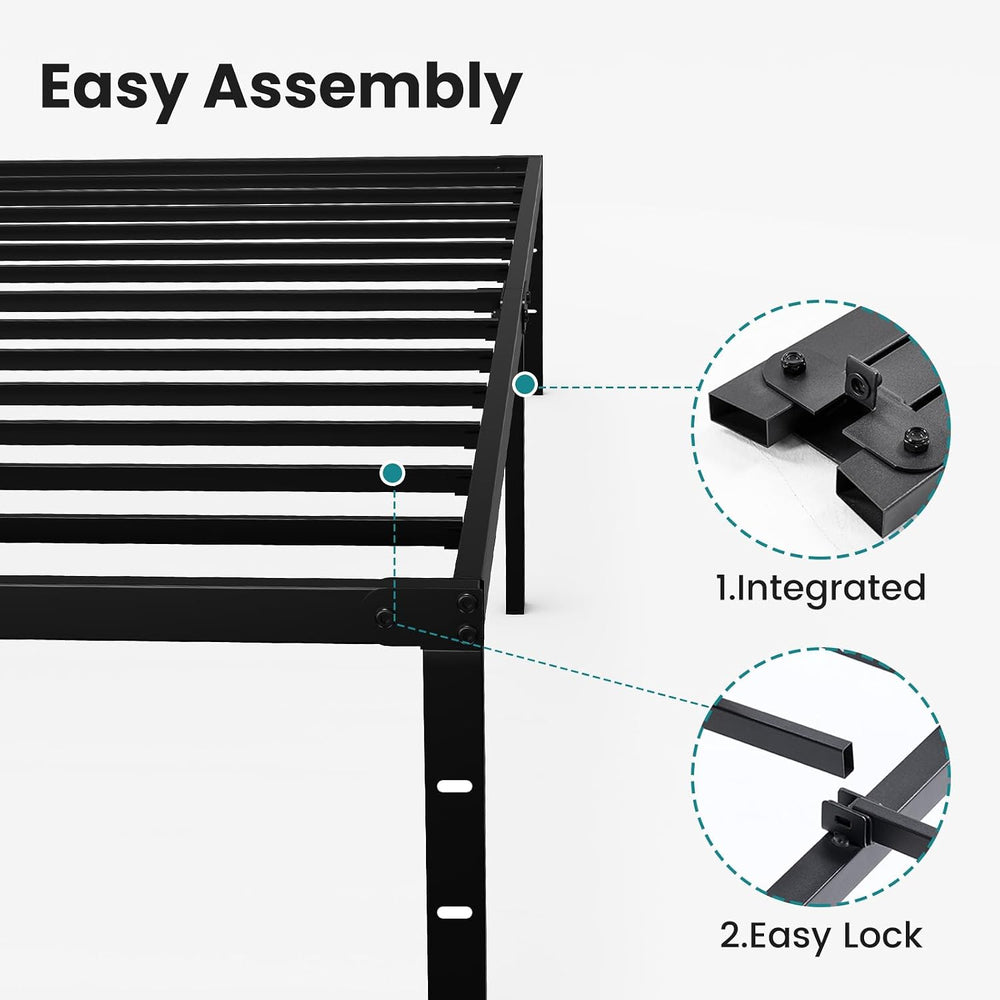 Sweetcrispy Queen Bed Frame, Metal Slats Platform Bed Frame, 12 Inch