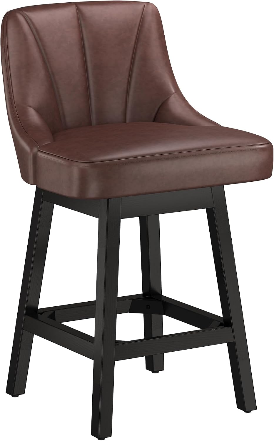 YaFiti 26" Swivel Bar Stools Set of 2 with Back & Wood Legs, Leather...