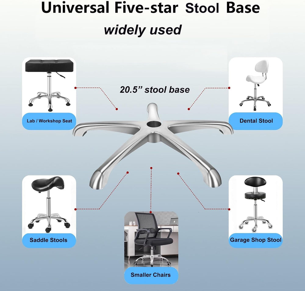 Kaleurrier Stool Chair Base Replacement: Heavy Duty Wheeled Base - 20.5”