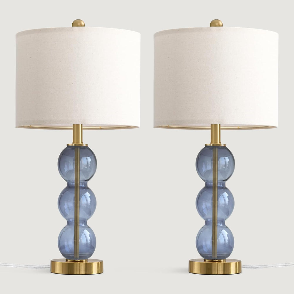 Oneach 25" Blue Table Lamps for Living Room, Glass Modern Table Lamp Set...