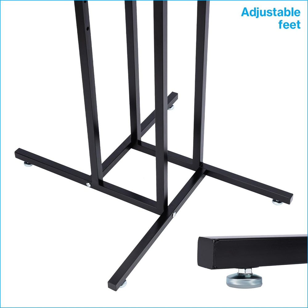 SSWBasics Black 4-Way Clothing Rack with Adjustable Slant Arms for Retail
