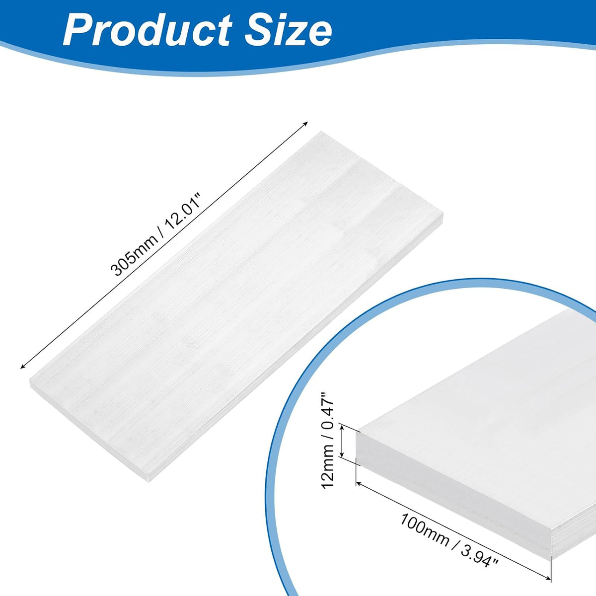 uxcell Square Aluminum Flat Bar, 1/2"x4"x12" 6063 Aluminum Plate