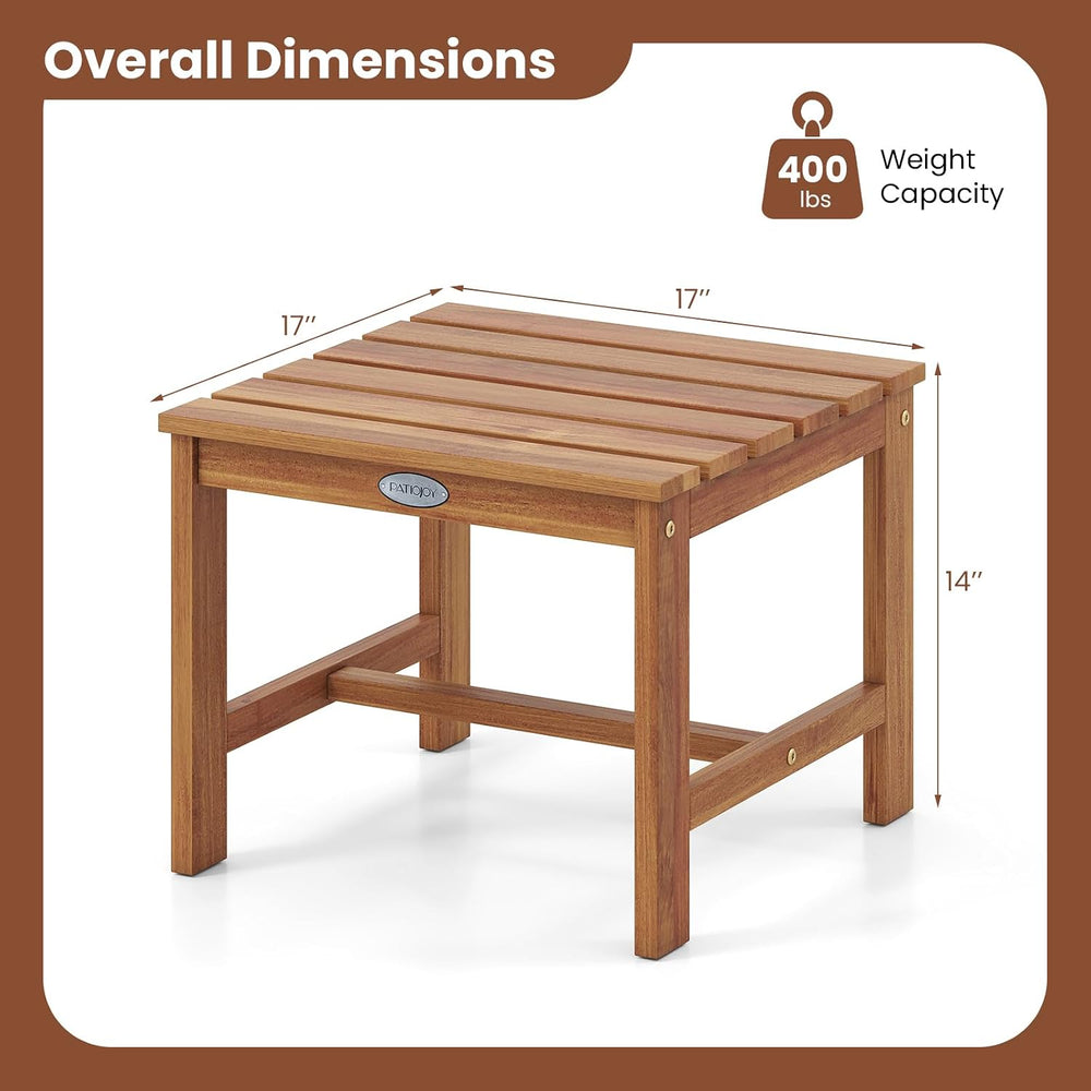 Tangkula 17" Square Acacia Wood Side Table, Natural