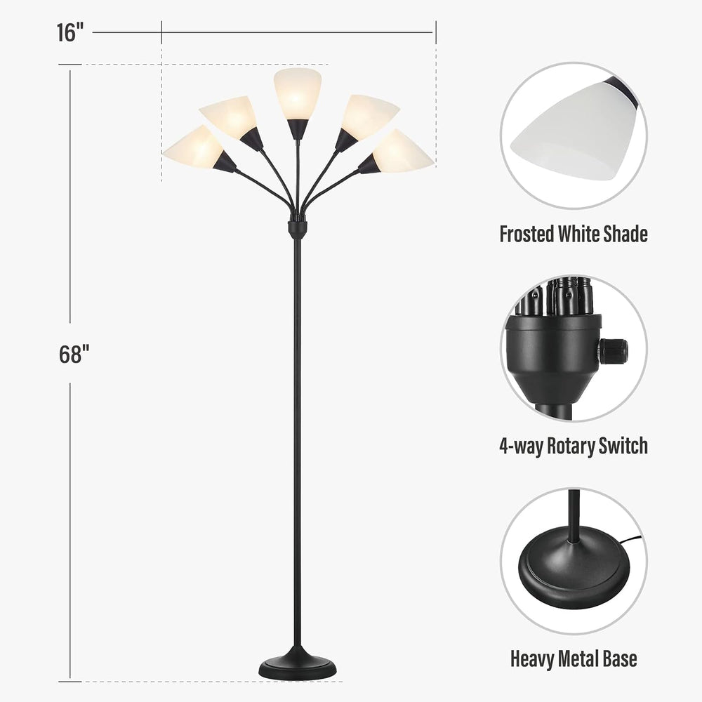 HonoDing Medusa Floor Lamps Standing Lamps 5 Heads Adjustable Reading Light L...