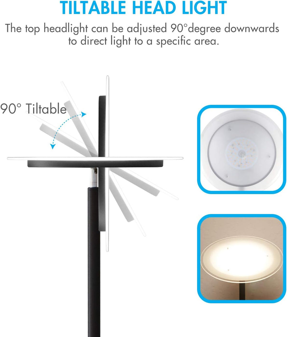 Tenergy Torchiere Dimmable LED Floor Lamp, Remote Controlled 30W (150W Equiva...