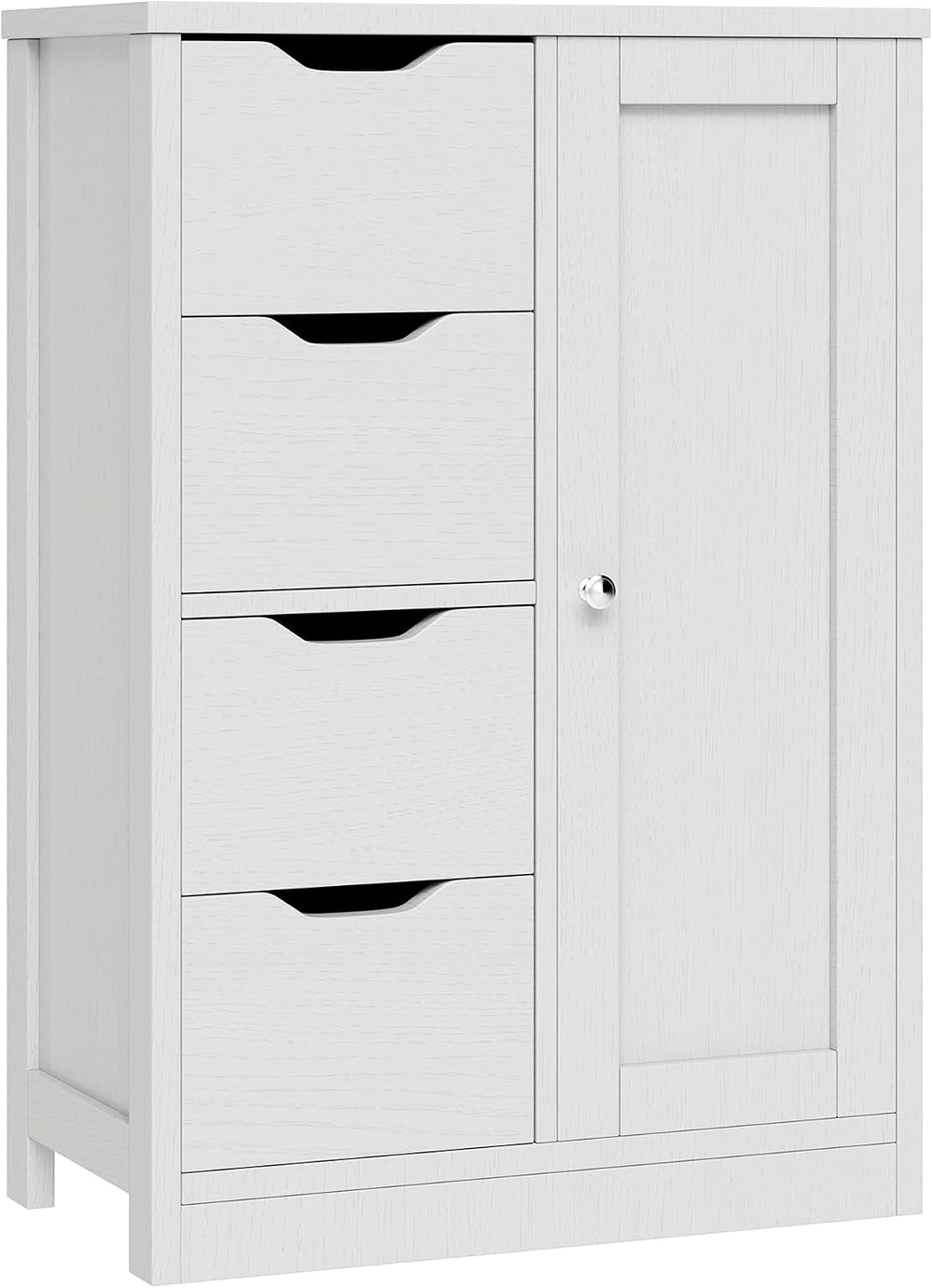 Vongrasig Small Bathroom Storage Cabinet with 4 Drawers & Door, White