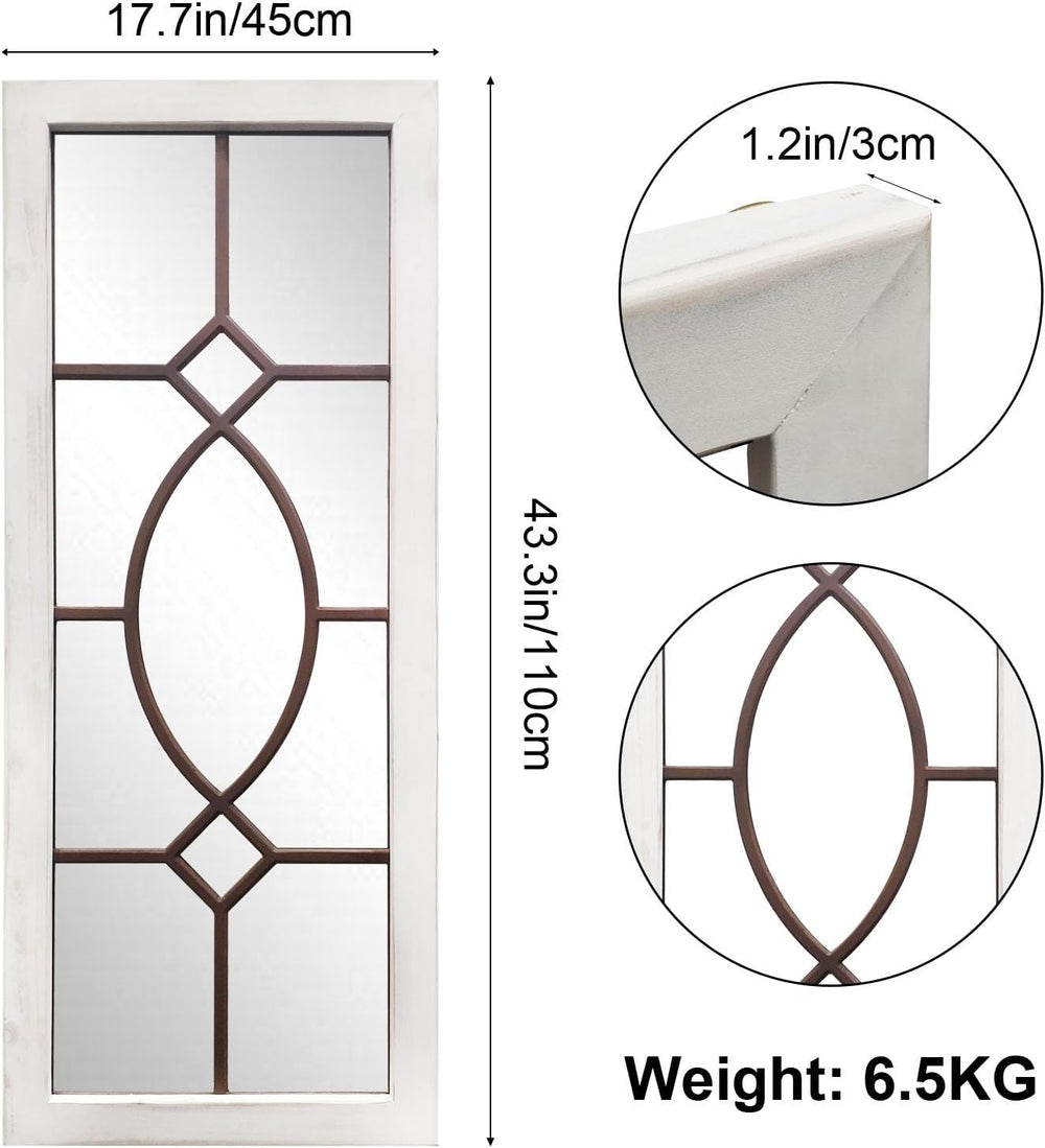 Farmhouse Mirror for Wall Decor: 43.3"x17.7" Large Rustic Windowpan...