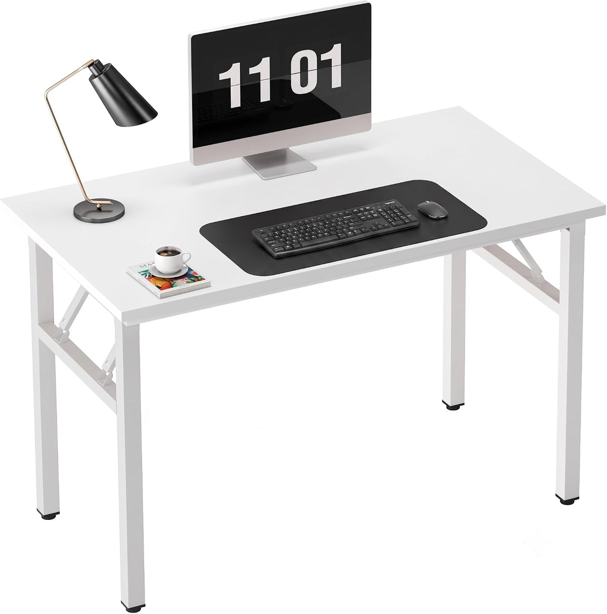 Need Small Folding Computer Desk, 39.4 Inch Writing Table, White