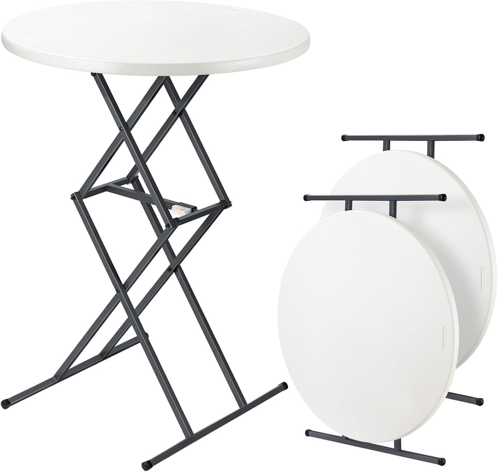 FanttikOutdoor Folding Table Round 32" Quick Adjust 4 Heights Party, Patio
