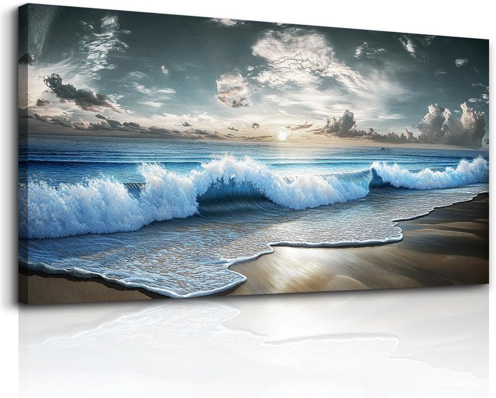 MHARTK66 Blue Ocean Canvas Wall Art Large Paintings For Living Room Landscape...