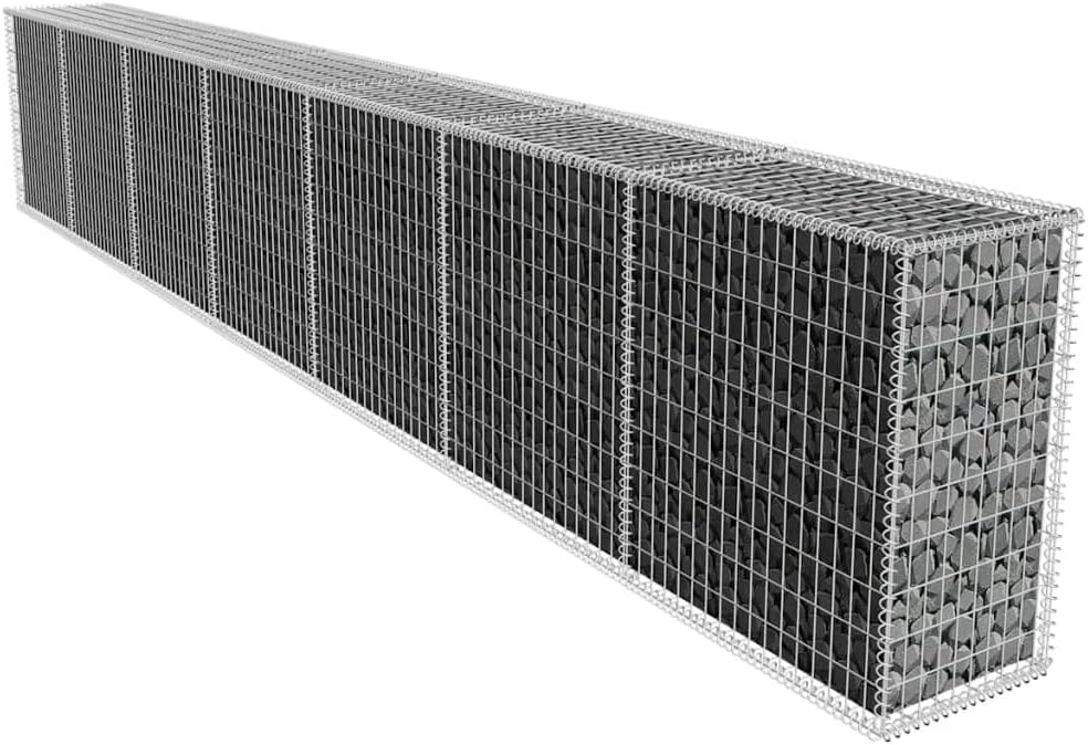 vidaXL Gabion Wall with Cover Galvanized Steel 236.2"x19.7"x39.4