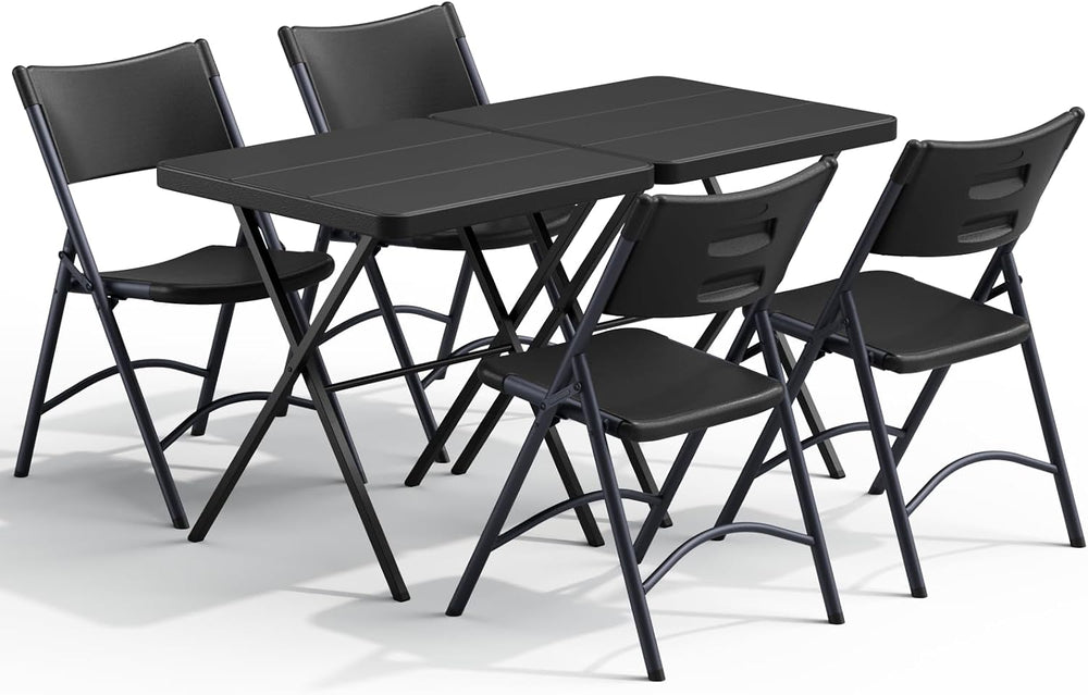 2 Pack Folding Table and 4 Pack Folding Chair, No Assembly Portable Folding T...