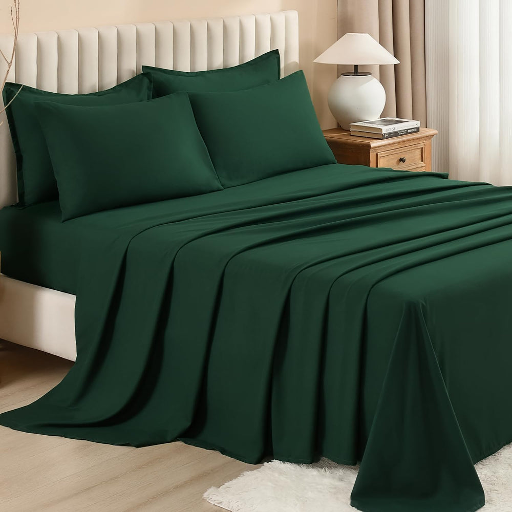 Litanika Queen Comforter Set with Sheets Emerald - 7 Pieces Bed in a Bag
