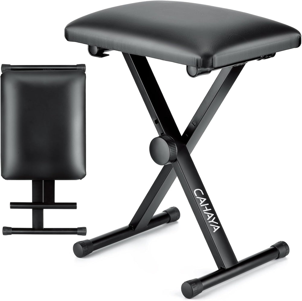 CAHAYA Keyboard Bench X-Style Height Adjustable 16.3-19.6in Padded Cushion Pi...