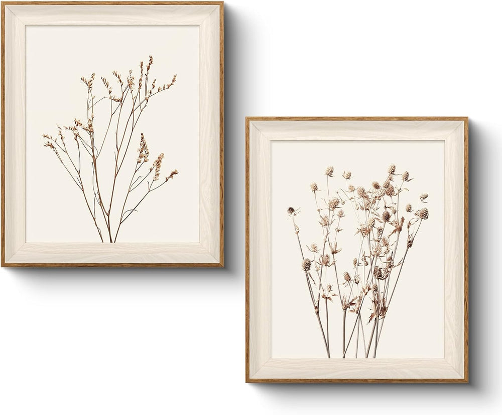 VIYYIEA Framed Dried Botanical Print Wall Art Set for Bathroom, 10×12 Inch