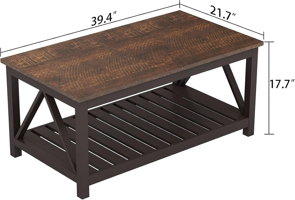 ChooChoo 40" Farmhouse Coffee Table with A-Frame Design for Living Room