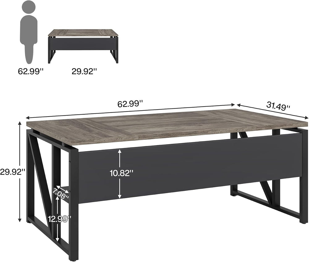 Tribesigns 63 inches Computer Desk with Bottom Storage Shelf Home Office Desk...