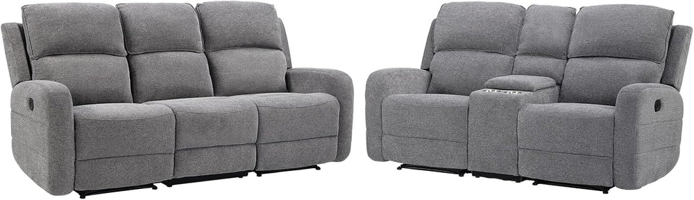 EBELLO Manual Living Room Furniture Reclining Couch Set, Soft Fabric Recliner...