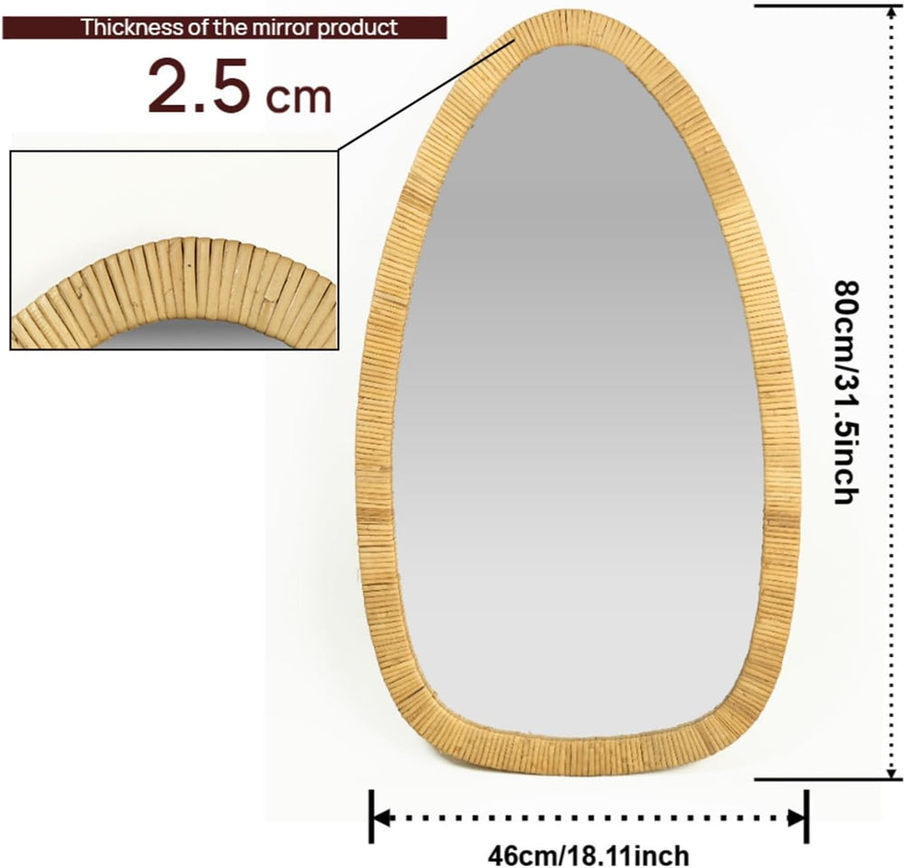 Rattan Boho Mirror, 31.5" x 18"