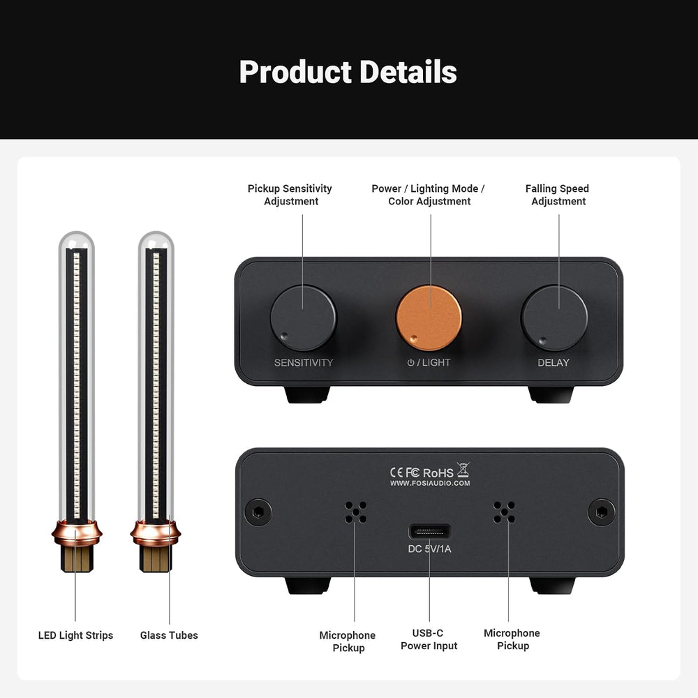 Fosi Audio Music Visualizer, Sound Pickup Spectrum Analyzer, Vintage Tube RGB...
