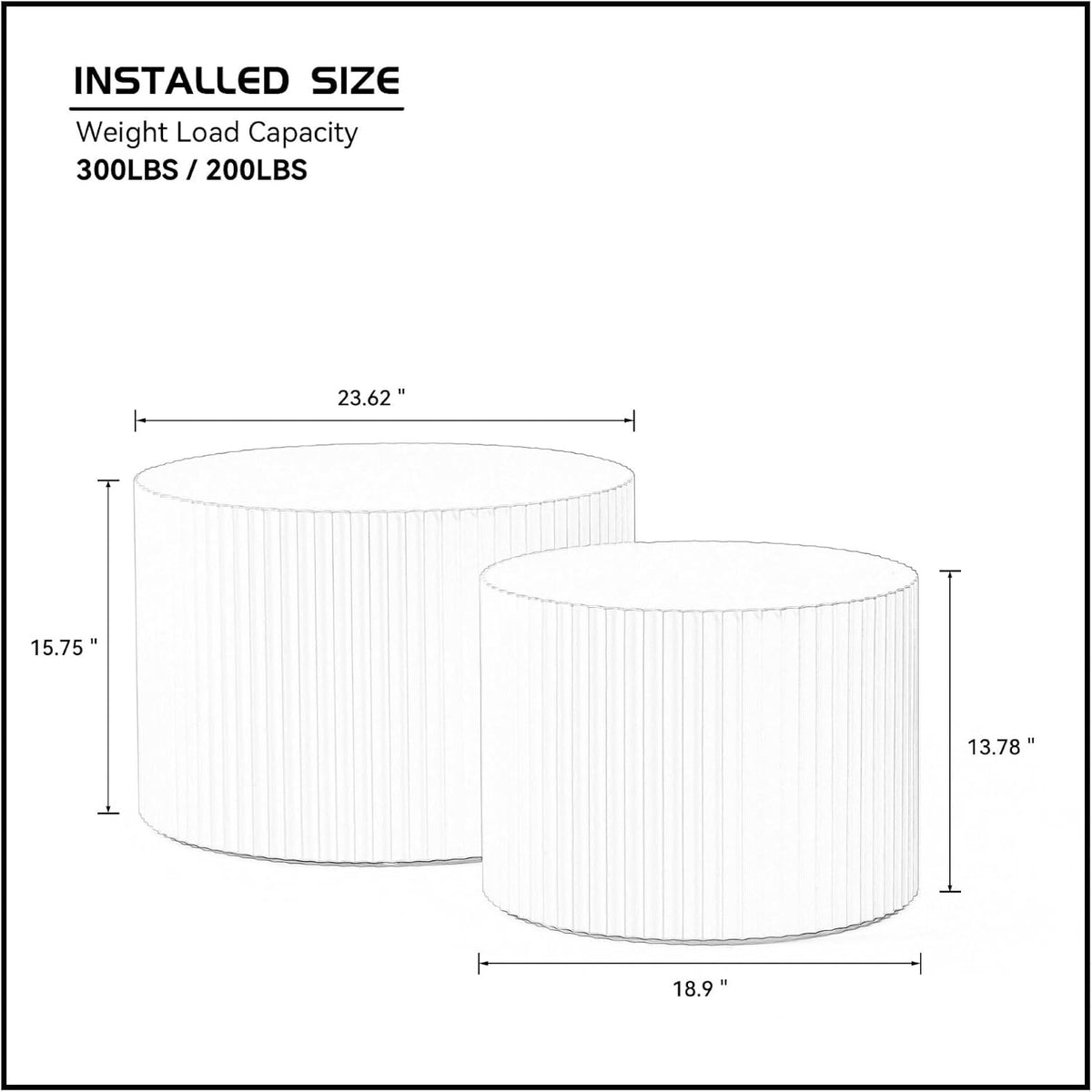 Nesting Coffee Table Set of 2 Round Coffee Tables Cocktail Table End Table Drum Coffee Table for Living Room Matte White