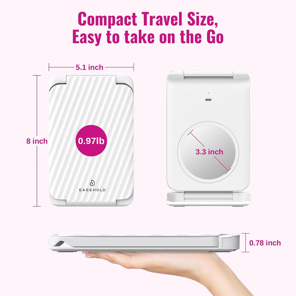 EASEHOLD Lighted Travel Makeup Mirror with 72 LEDs, 1X/3X Magnification