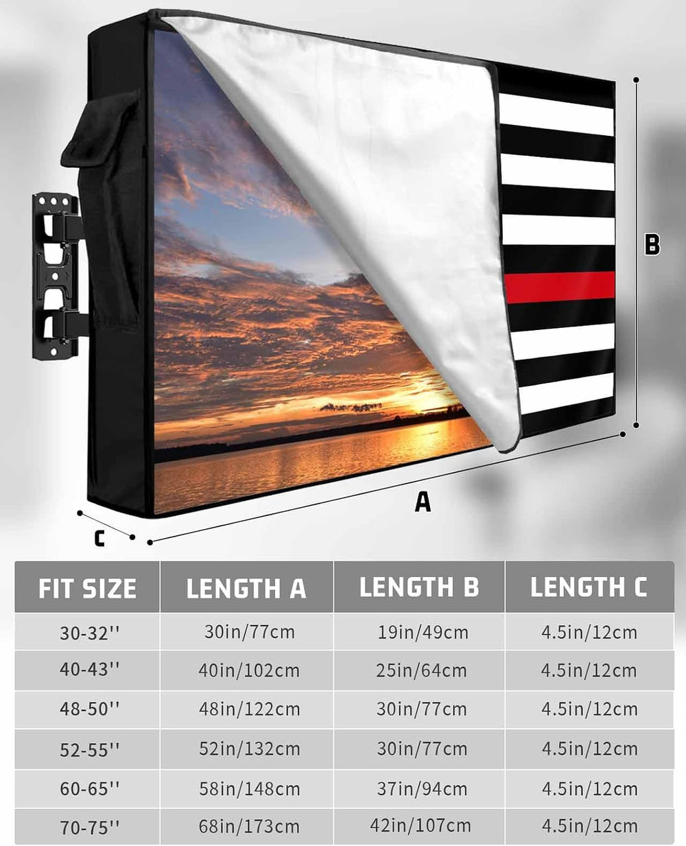 American Flag Outdoor TV Cover 48 to 50 Inch Weatherproof, US Flag 600D Oxfor...