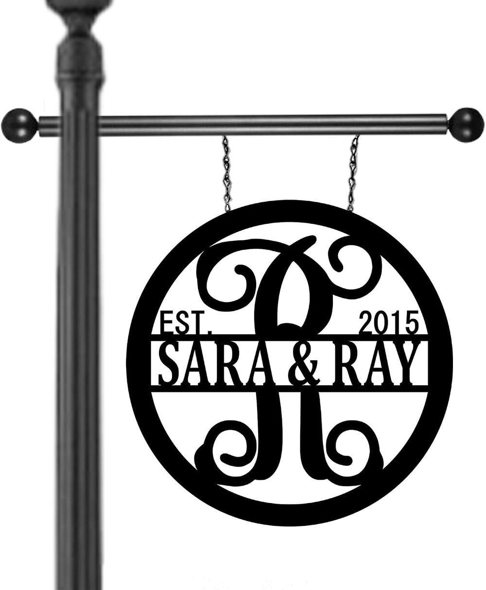 Custom Last Name Outdoor Lamppost Sign Personalized Hanging Address (12 inch)