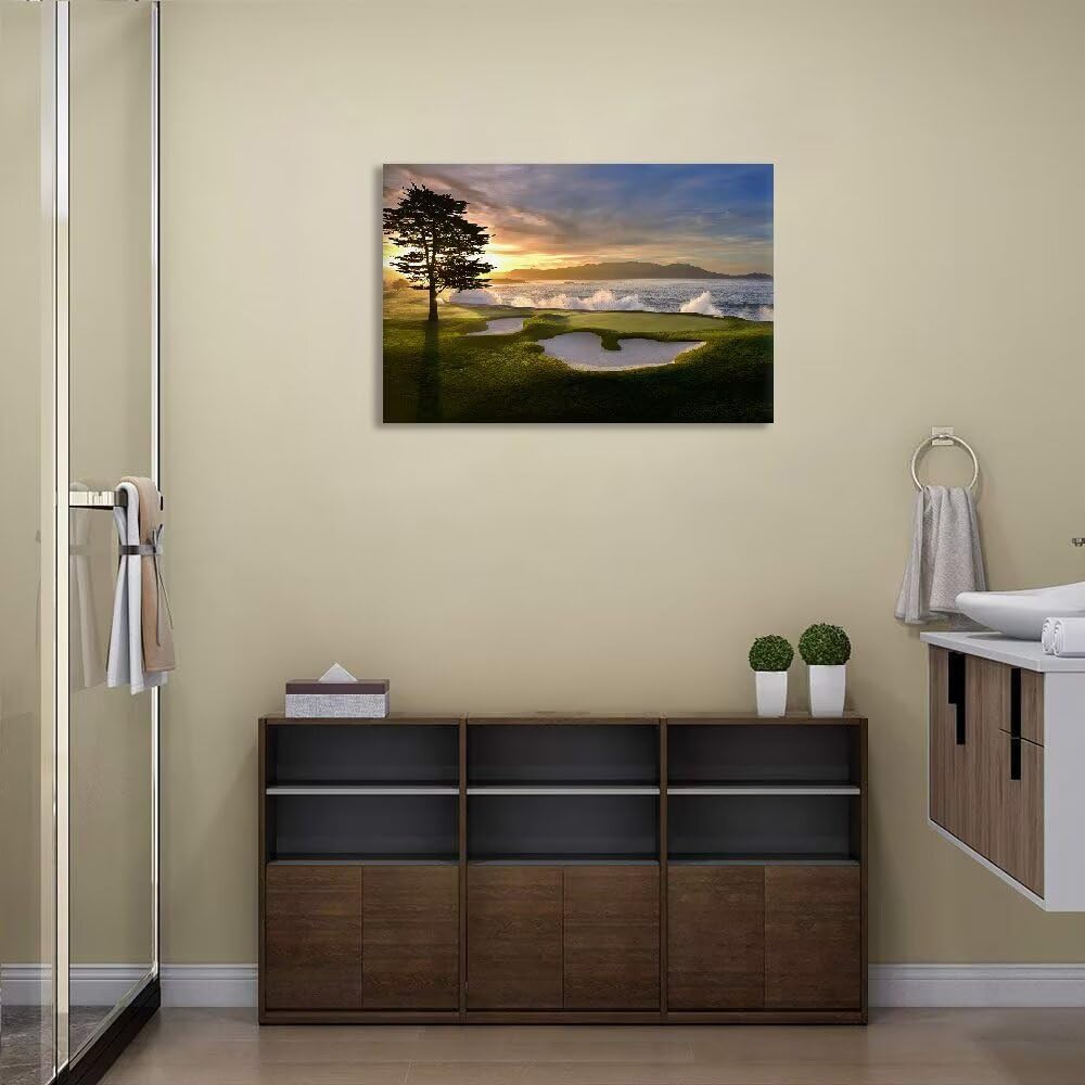 chenchenArt Pebble Beach Golf Course Wall Art Pictures Golf Course Poster Can...